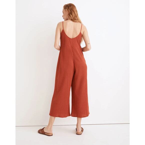 MADEWELL Textured Cover-Up Jumpsuit Fresh Chili 2022 Casual Summer Red Small - Picture 9 of 9